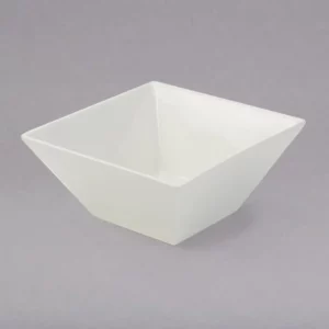 Plato Bowl Cuadrado de 710 ml (24 oz) 15.24 x 6.6 Cm Blanco Brillante Porcelana Marca WFB6 American Metalcraft (Caja con 12 piezas)