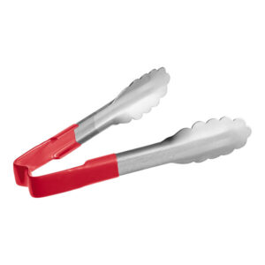 PINZA DE ACERO INOXIDABLE 6 PG CON MANGO DE PLASTICO ROJO ESCALOPADA 4780640 VOLLRATH