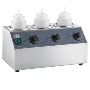 Calentador de mamilas Triple con capacidad de hasta 32 oz para salsas y aderezos, incluye 6 de 32 oz, 600 W 120 V Carnival King