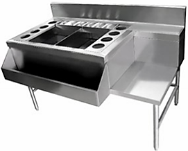 ESTACION CANTINERO CON NICHO Y CON HIELERA EN ACERO INOXIDABLE 1.30 x 0.60 x 0.75 M