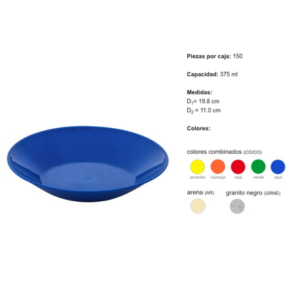 Plato Avenero polipropileno  19.8 cm / 375 ml (150 Piezas por Caja) TP