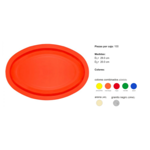 Plato Ovalado Tampiqueno polipropileno L = 29.0 cm (100 Piezas por Caja) TP