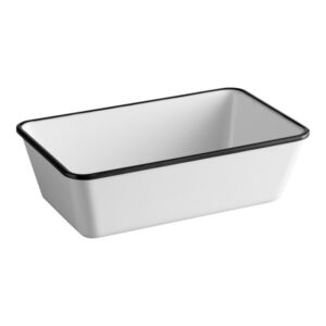 Tazon Rectangular para Ensaladas 64 oz (1.8 lts) de Melamina Blanca con Filo Negro Medida: 26.3 x 16.19 x 8.2 Cm Modelo MRCW10 Marca American Metalcraft (Precio por 6 piezas)