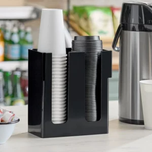 ORGANIZADOR Y DESPACHADOR DE VASOS Y TAPAS 2 ESPACIOS 9 X 4 X 9 PG DIAMETRO MAXIMO 4 PG CHOICE