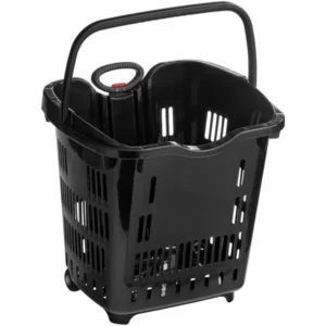 Canasta de Plastico para Supermercado Con Ruedas y Jaladera Color Negro 53.9 x 41.9 x 46.9 cm Regency (Precio por 6 piezas)