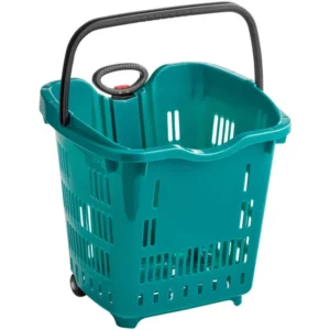 Canasta de Plastico para Supermercado Con Ruedas y Jaladera Color Verde 53.9 x 41.9 x 46.9 cm Regency (Precio por 6 piezas)
