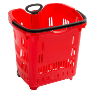 Canasta de Plastico para Supermercado Con Ruedas y Jaladera Color Rojo 53.9 x 41.9 x 46.9 cm Regency (Precio por 6 piezas)