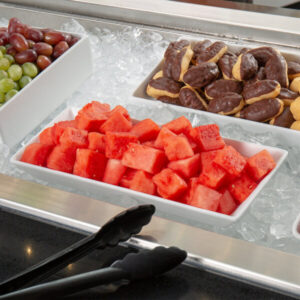 Tazon Rectangular para Ensaladas 1.1 qt (1.03 lts) de Aluminio Recubierto de Resina Blanca Medida: 37.3 x 14.9 x 3.4 Cm Modelo Bugambilia BUD12WW Marca GET