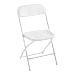 SILLA PLEGABLE BLANCA DE PLASTICO Y TUBO DE FIERRO LANCASTER (PRECIO POR 10 PIEZAS)