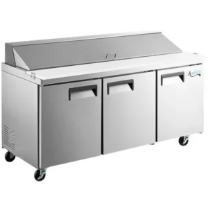 MESA DE TRABAJO REFRIGERADA PARA PREPARACION DE ENSALADAS 3 PUERTAS ACERO INOX 70 3/8 X 31 1/2 X 42 7/8 PG (18 INSERTOS) AVANTCO